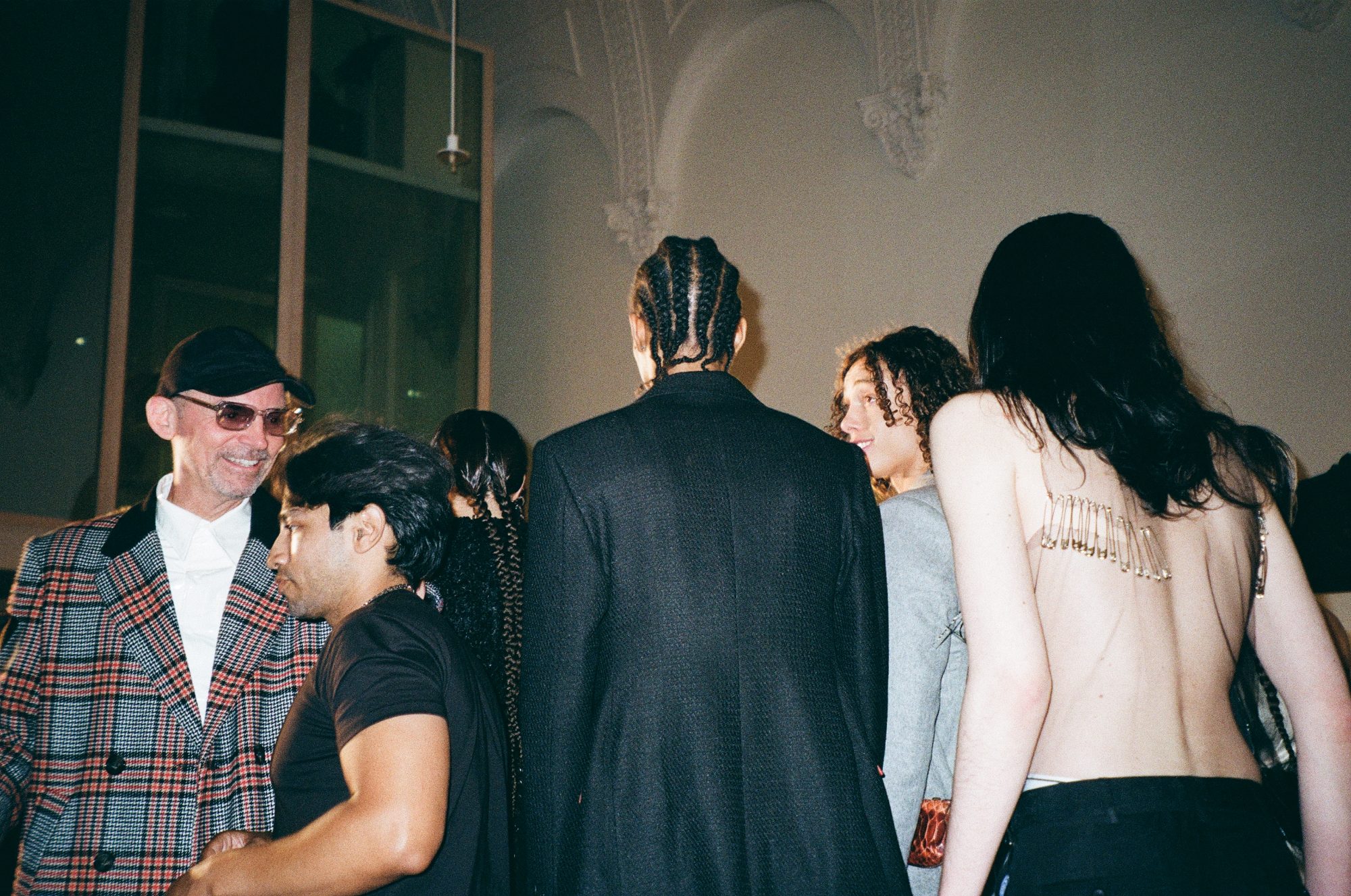 London Fashion Week, flash-lit documentary photograph